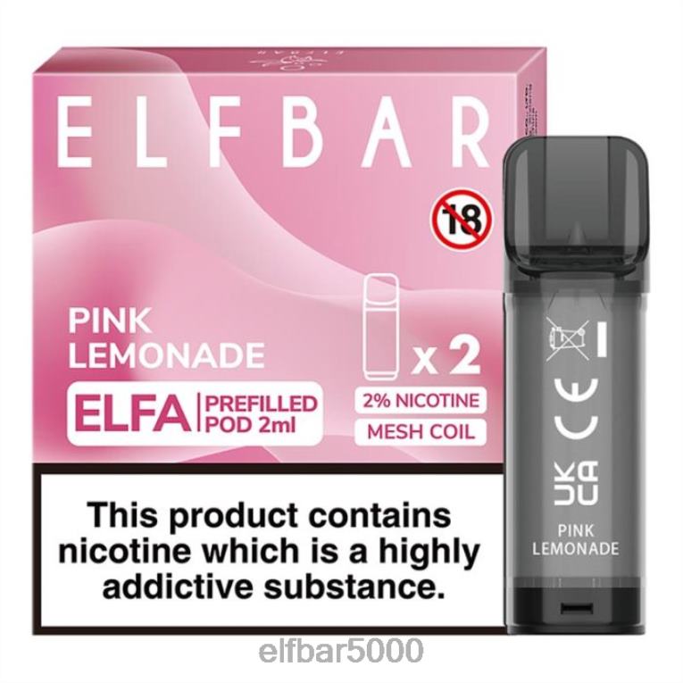 ELF BAR CENA | RT44D111elfbar elfa naplnená tobolka - 2 ml - 20 mg (2 balenia) ružová limonáda