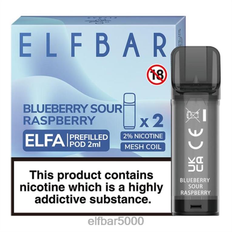 ELF BAR NABIJACIA | RT44D114elfbar elfa naplnená tobolka - 2 ml - 20 mg (2 balenia) čučoriedka kyslá malina